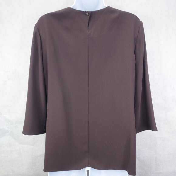M.M. LaFleur Bourgeois Blouse Small Molasses Brown Asymmetrical Hem Keyhole Back - Picture 4 of 14